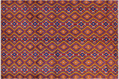 handmade Modern Balouchi Purple Blue Hand Knotted RECTANGLE 100% WOOL area rug 5x7