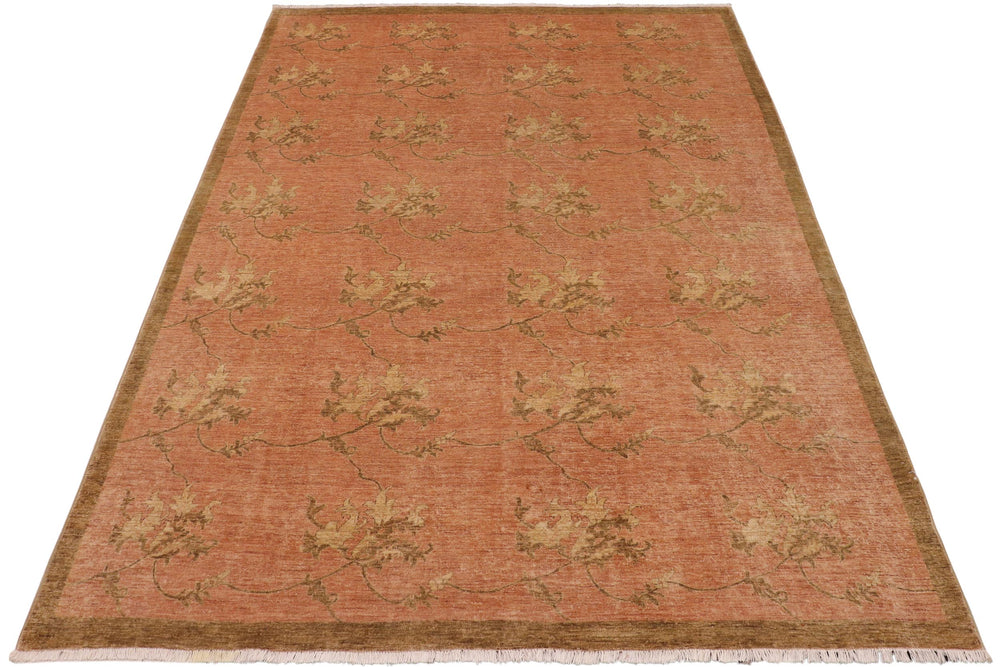 handmade Modern Kafkaz Rust Brown Hand Knotted RECTANGLE 100% WOOL area rug 9' x 12'