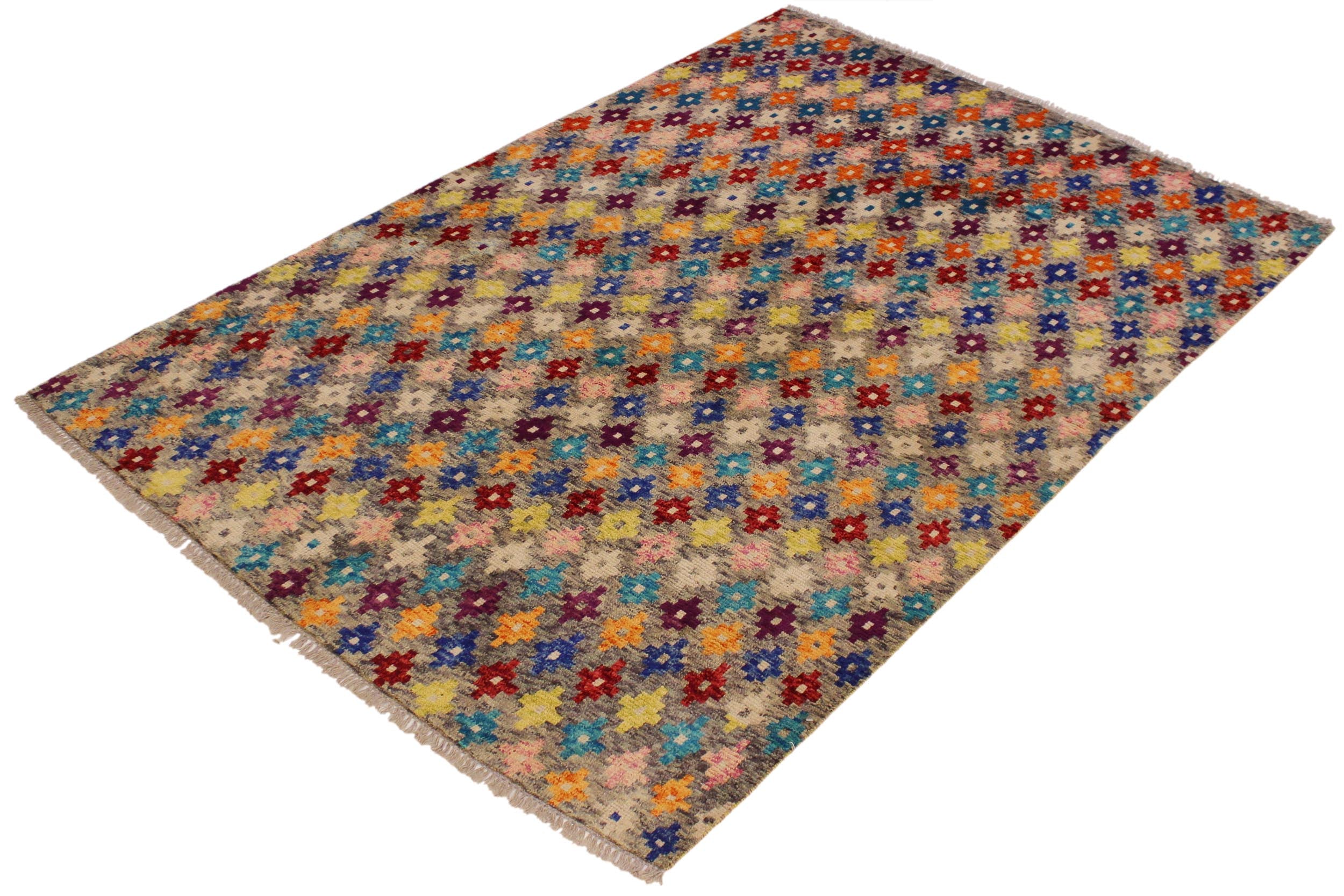 handmade Modern Balouchi Gray Blue Hand Knotted RECTANGLE 100% WOOL area rug 5x7