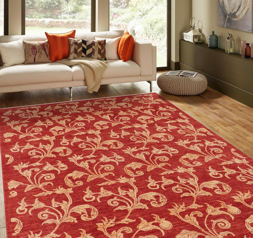 handmade Modern Design Rust Tan Hand Knotted RECTANGLE 100% WOOL area rug 9' x 12'