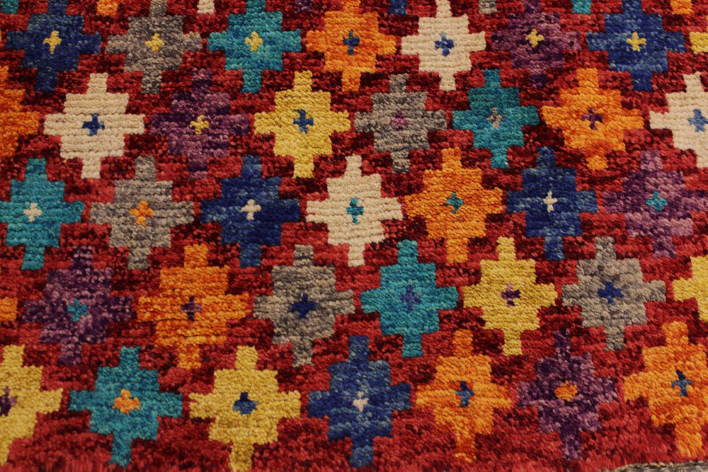 handmade Modern Balouchi Red Orange Hand Knotted RECTANGLE 100% WOOL area rug 5x7