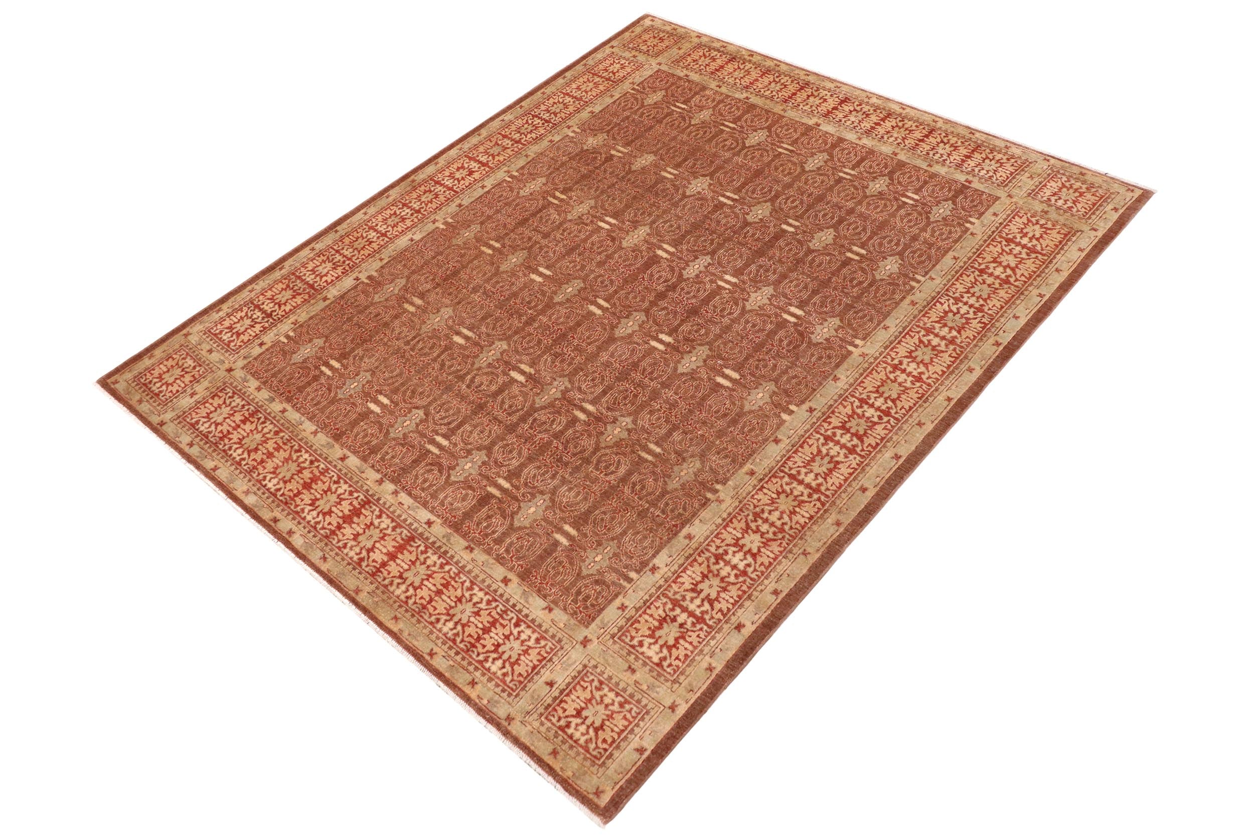 handmade Transitional Kafkaz Brown Rust Hand Knotted RECTANGLE 100% WOOL area rug 9' x 12'
