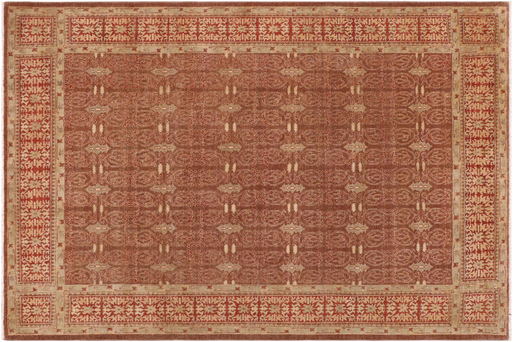 handmade Transitional Kafkaz Brown Rust Hand Knotted RECTANGLE 100% WOOL area rug 9' x 12'