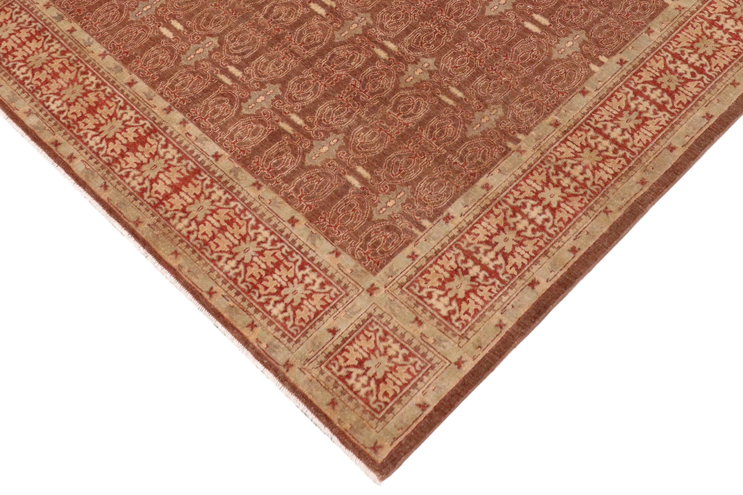 handmade Transitional Kafkaz Brown Rust Hand Knotted RECTANGLE 100% WOOL area rug 9' x 12'