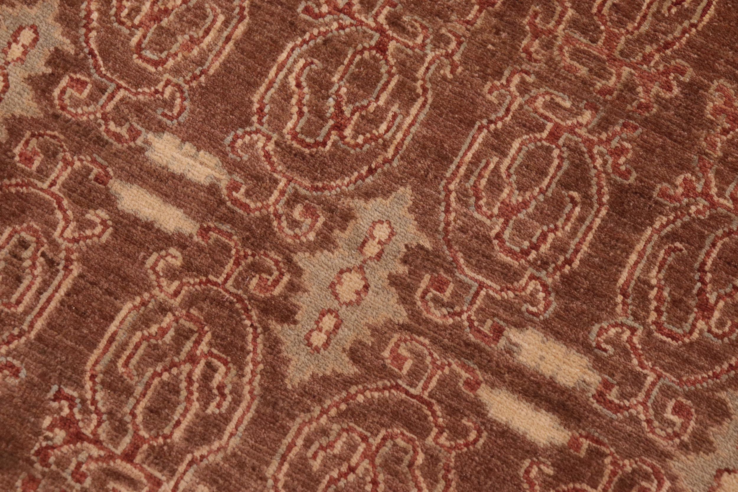 handmade Transitional Kafkaz Brown Rust Hand Knotted RECTANGLE 100% WOOL area rug 9' x 12'