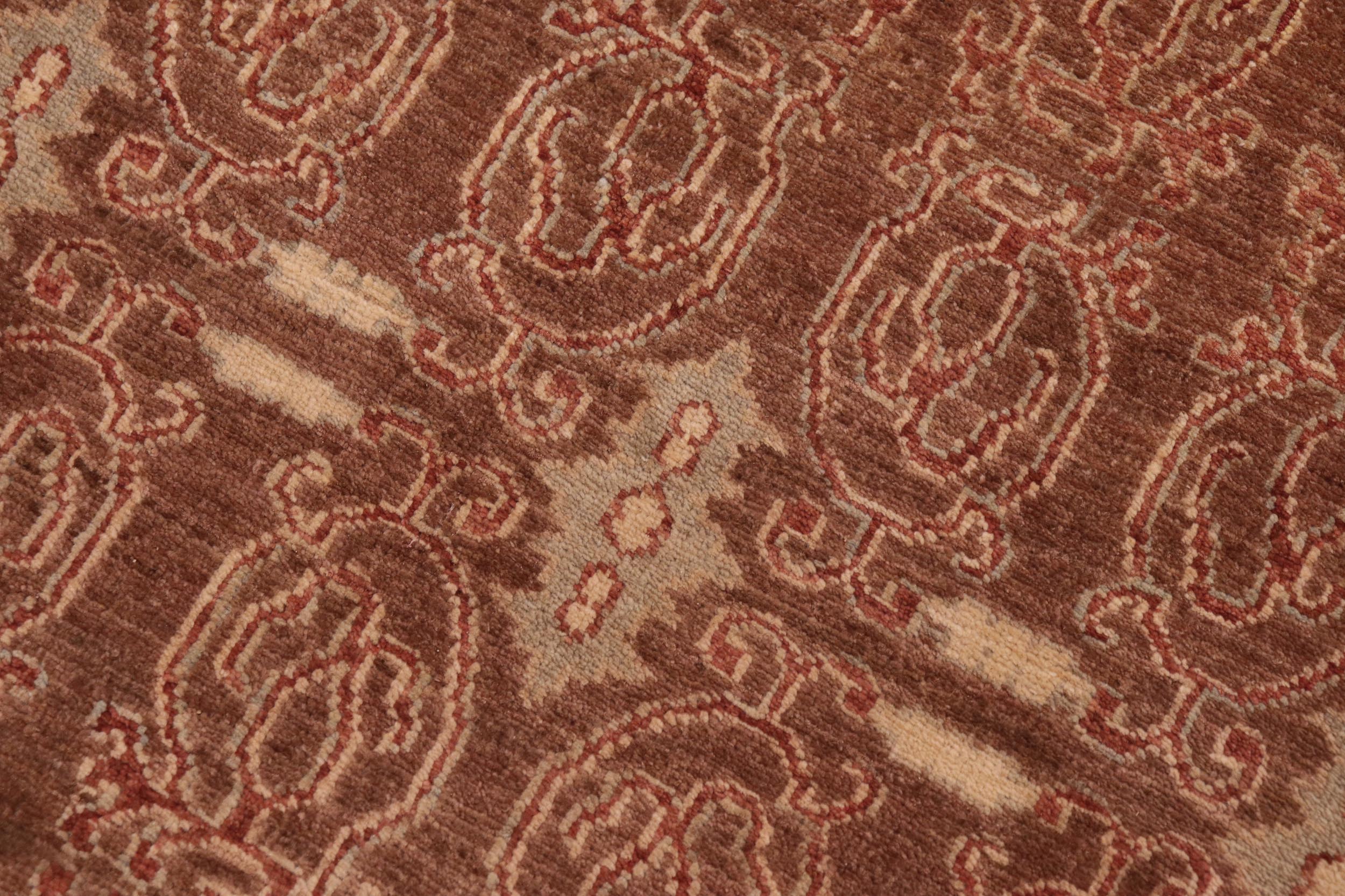 handmade Transitional Kafkaz Brown Rust Hand Knotted RECTANGLE 100% WOOL area rug 9' x 12'