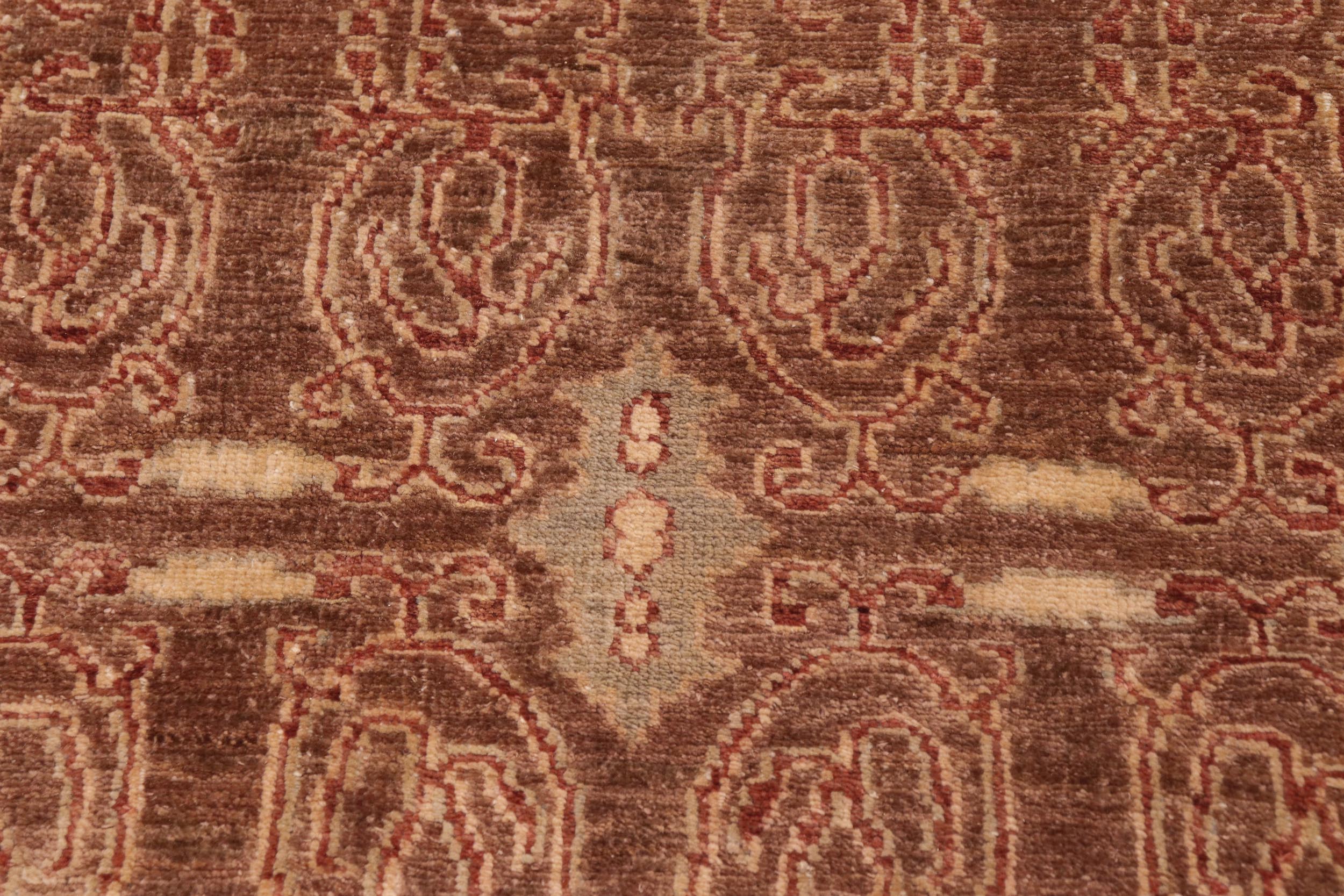 handmade Transitional Kafkaz Brown Rust Hand Knotted RECTANGLE 100% WOOL area rug 9' x 12'