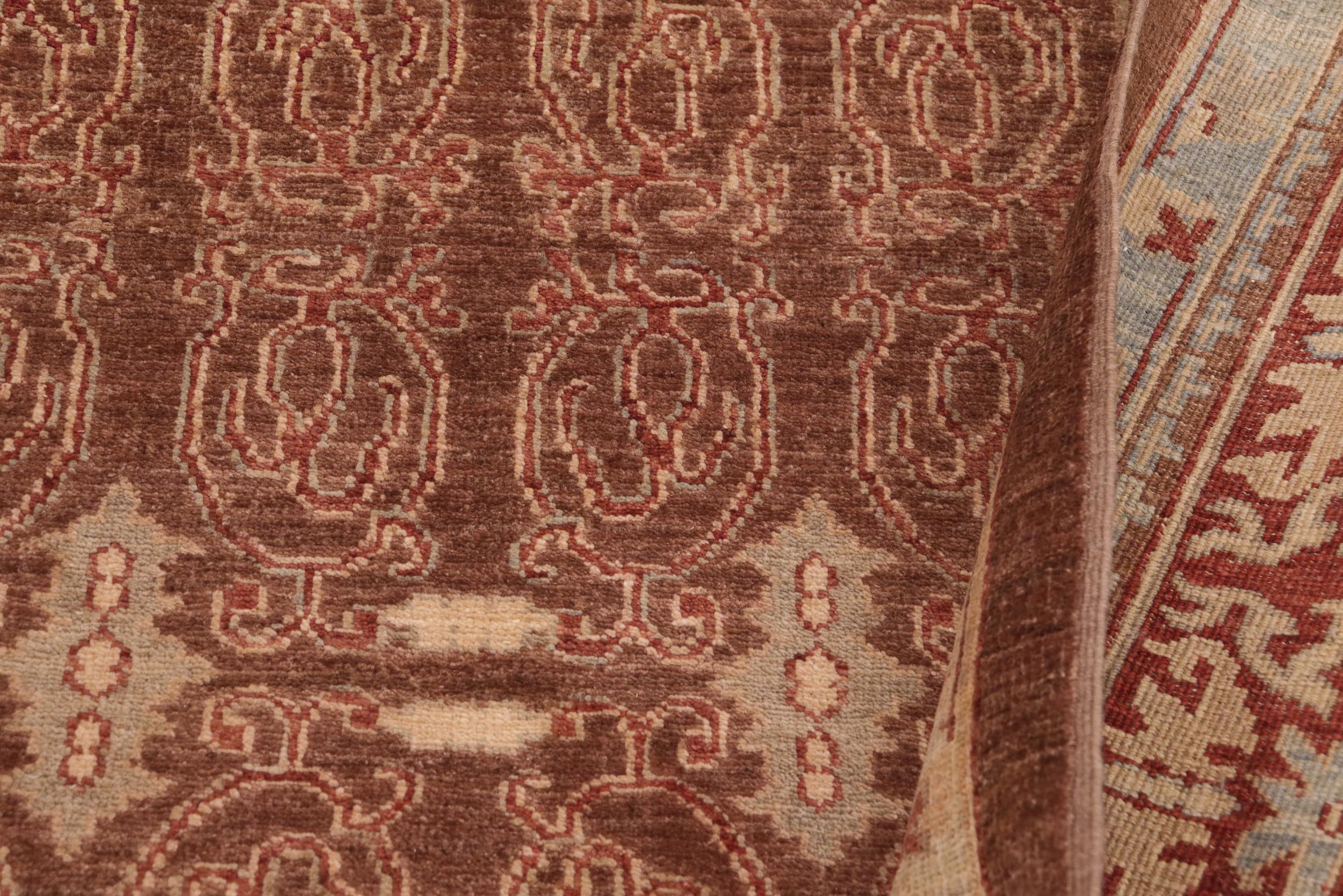 handmade Transitional Kafkaz Brown Rust Hand Knotted RECTANGLE 100% WOOL area rug 9' x 12'