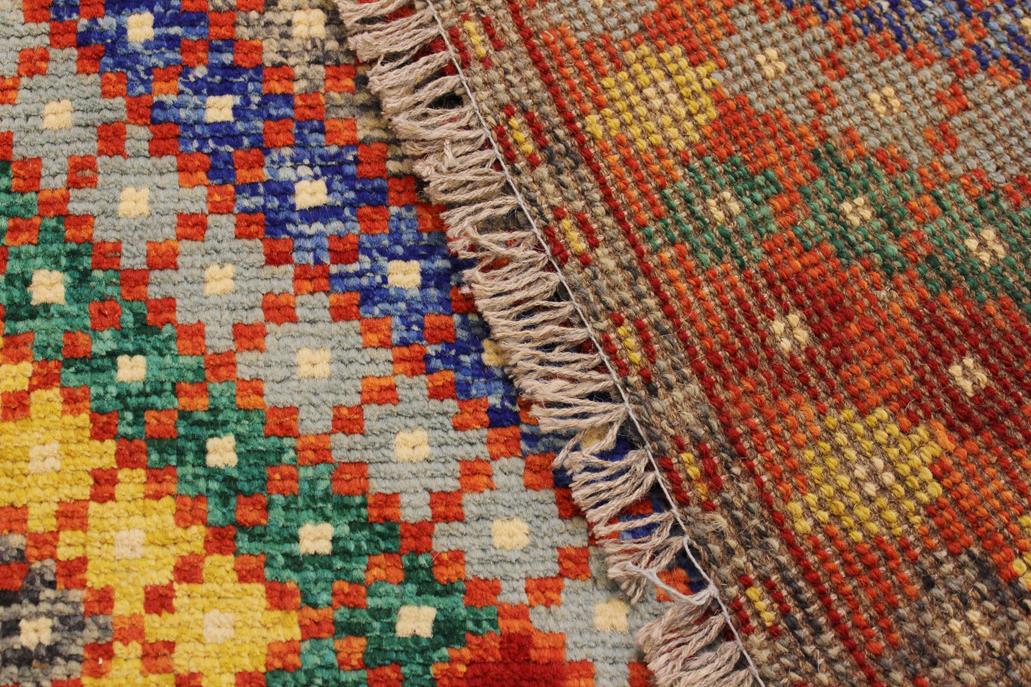 handmade Modern Balouchi Orange Blue Hand Knotted RECTANGLE 100% WOOL area rug 5x7