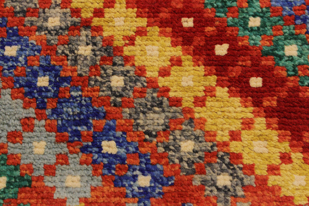 handmade Modern Balouchi Orange Blue Hand Knotted RECTANGLE 100% WOOL area rug 5x7
