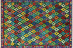 Boho Chic Balochi Alia Green/Blue Wool Rug - 4'10''X6'6''