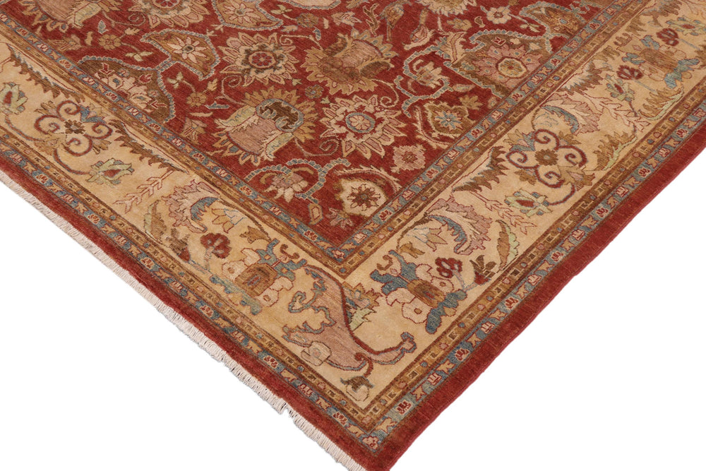 handmade Traditional Kafkaz Rust Beige Hand Knotted RECTANGLE 100% WOOL area rug 9x11
