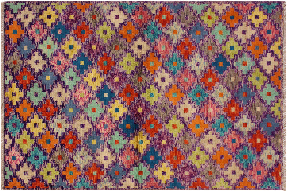 handmade Modern Balouchi Purple Rust Hand Knotted RECTANGLE 100% WOOL area rug 3x5