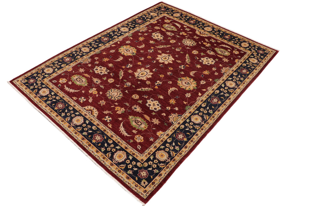 handmade Traditional Kafkaz Red Blue Hand Knotted RECTANGLE 100% WOOL area rug 9x12