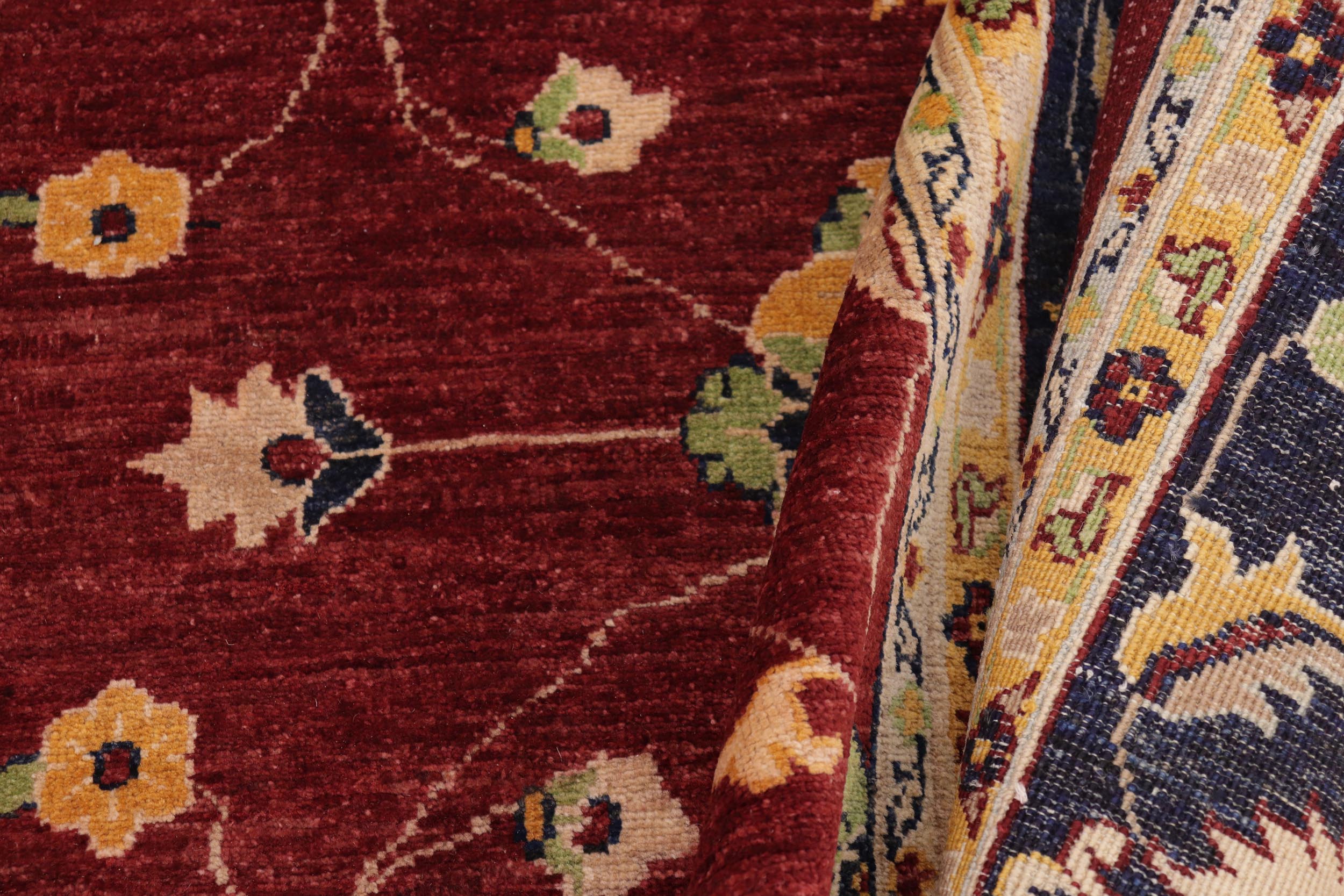 handmade Traditional Kafkaz Red Blue Hand Knotted RECTANGLE 100% WOOL area rug 9x12