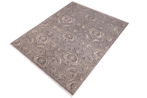 handmade Modern Kafkaz Gray Ivory Hand Knotted RECTANGLE 100% WOOL area rug 6' x 9'