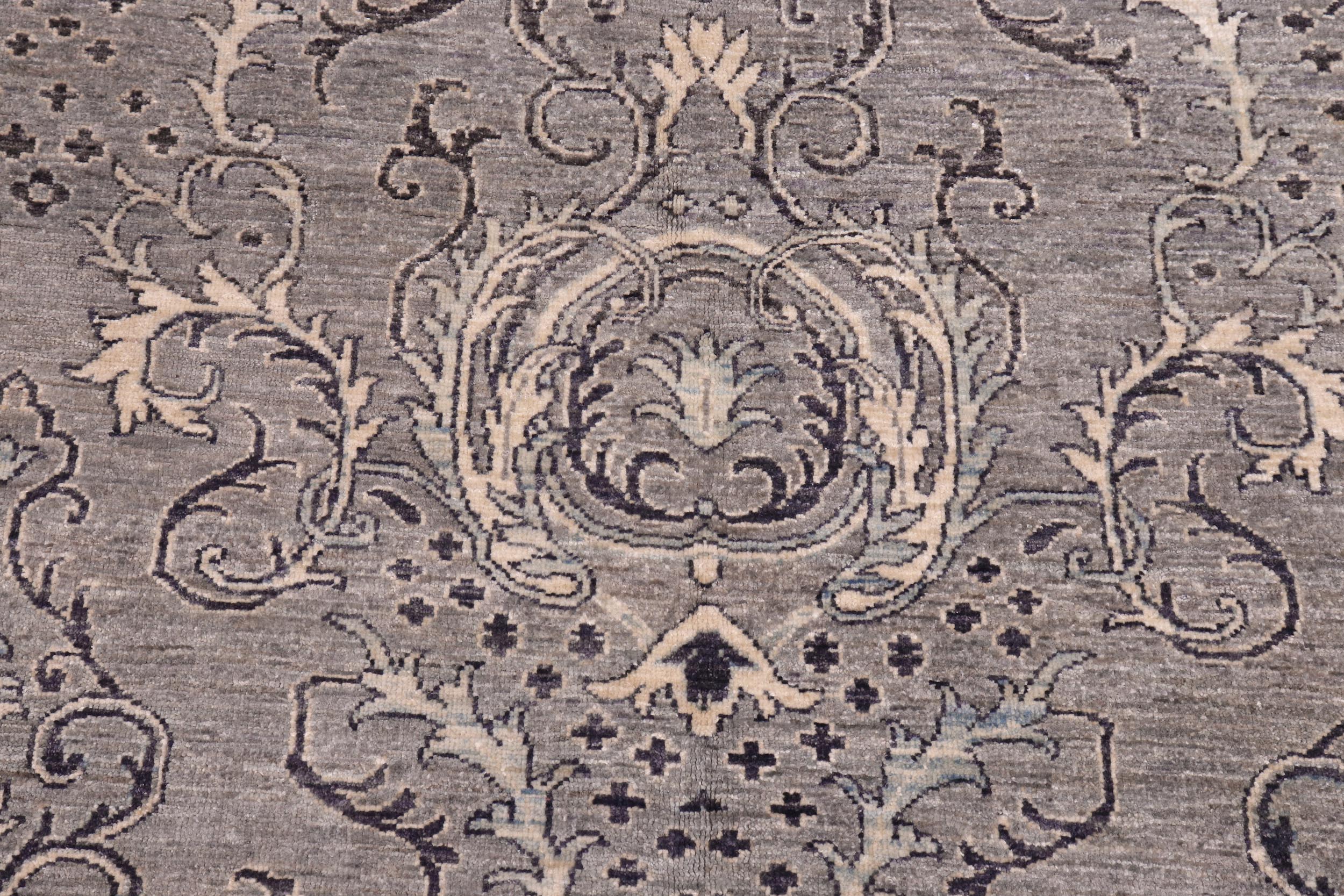 handmade Modern Kafkaz Gray Ivory Hand Knotted RECTANGLE 100% WOOL area rug 6' x 9'
