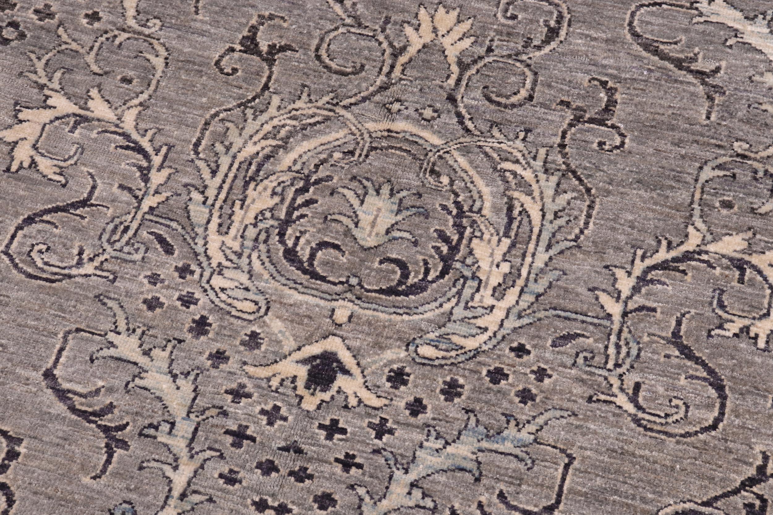 handmade Modern Kafkaz Gray Ivory Hand Knotted RECTANGLE 100% WOOL area rug 6' x 9'