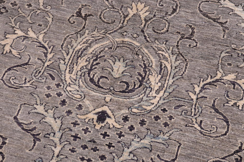 handmade Modern Kafkaz Gray Ivory Hand Knotted RECTANGLE 100% WOOL area rug 6' x 9'