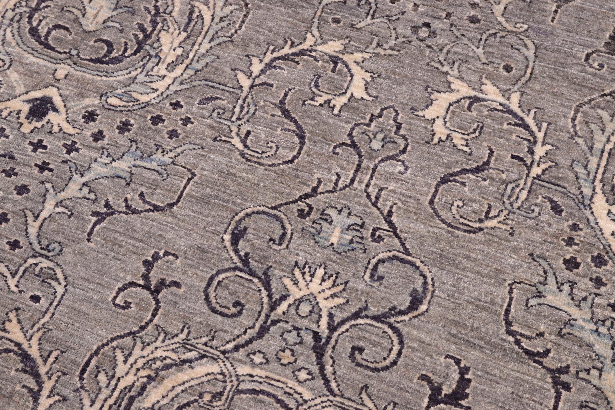 handmade Modern Kafkaz Gray Ivory Hand Knotted RECTANGLE 100% WOOL area rug 6' x 9'