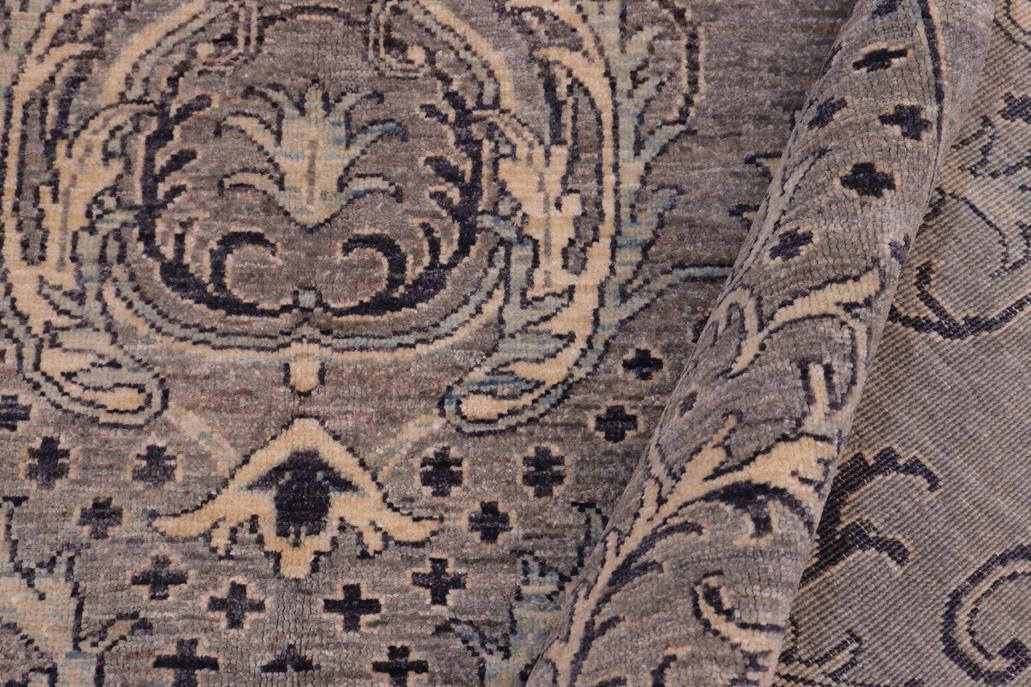 handmade Transitional Kafkaz Gray Ivory Hand Knotted RECTANGLE 100% WOOL area rug 6 x 9