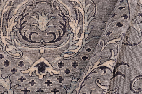 handmade Modern Kafkaz Gray Ivory Hand Knotted RECTANGLE 100% WOOL area rug 6' x 9'