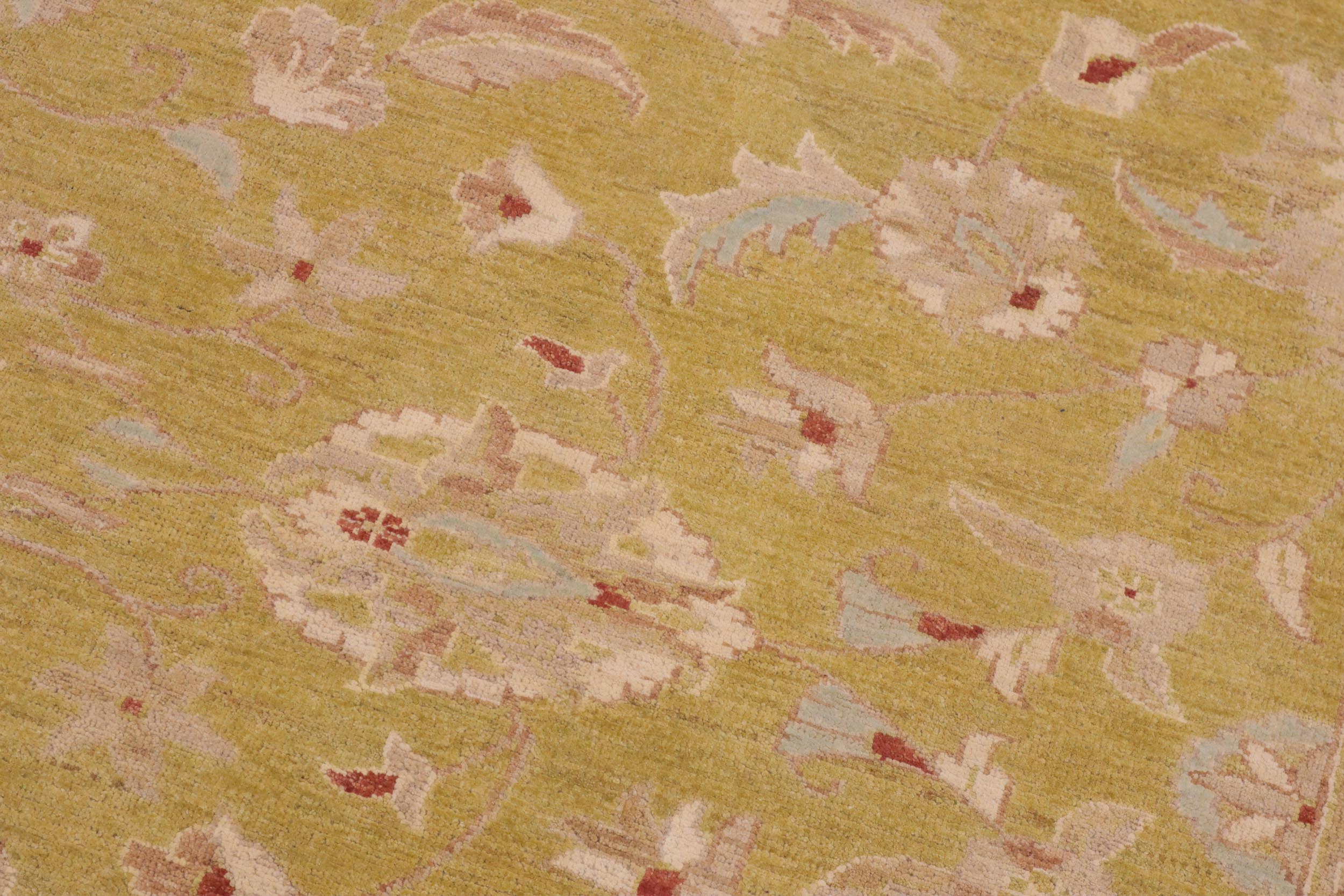 handmade Transitional Kafkaz Lt. Green Taupe Hand Knotted RECTANGLE 100% WOOL area rug 9' x 12'