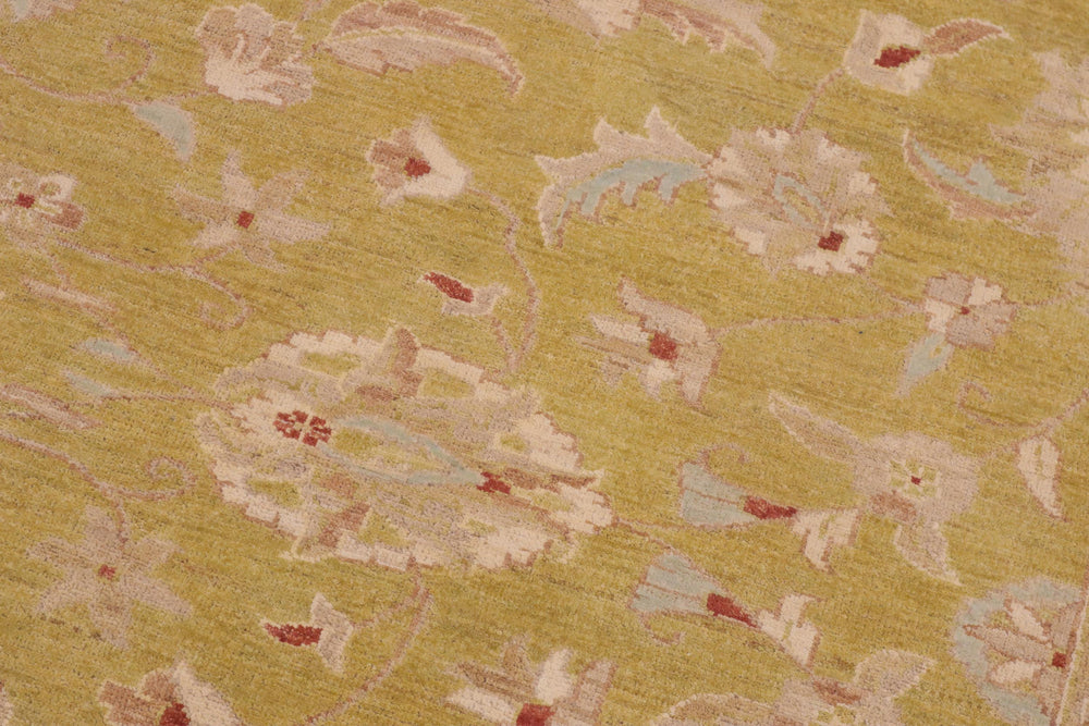 handmade Transitional Kafkaz Lt. Green Taupe Hand Knotted RECTANGLE 100% WOOL area rug 9' x 12'