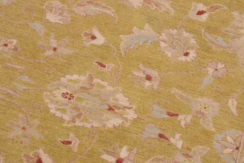 handmade Transitional Kafkaz Lt. Green Taupe Hand Knotted RECTANGLE 100% WOOL area rug 9' x 12'