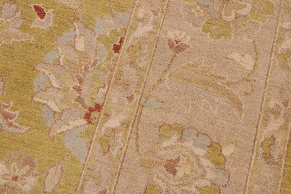 handmade Transitional Kafkaz Lt. Green Taupe Hand Knotted RECTANGLE 100% WOOL area rug 9' x 12'
