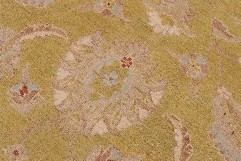 handmade Transitional Kafkaz Lt. Green Taupe Hand Knotted RECTANGLE 100% WOOL area rug 9' x 12'