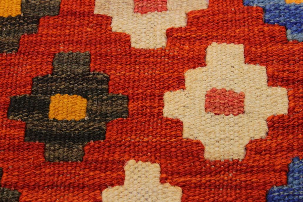 Flat Weave Kilim Antique Navaho Vintage handmade Modern Kilim Rust Beige Hand-Woven Rectangle 100% Wool Area Rug 4x5 
