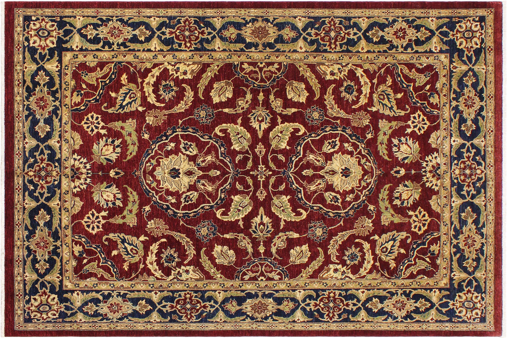 handmade Traditional Kafkaz Red Blue Hand Knotted RECTANGLE 100% WOOL area rug 9x12