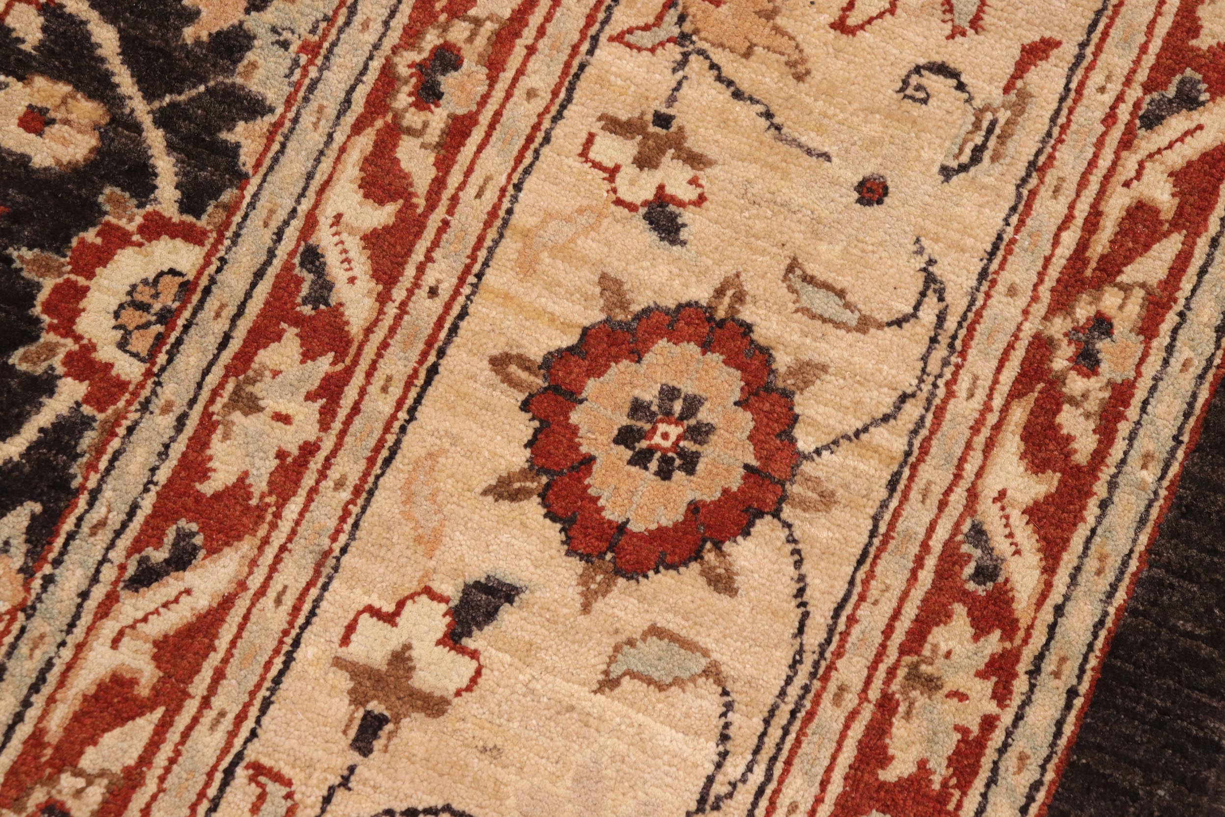 handmade Transitional Kafkaz Brown Beige Hand Knotted RECTANGLE 100% WOOL area rug 9' x 12'