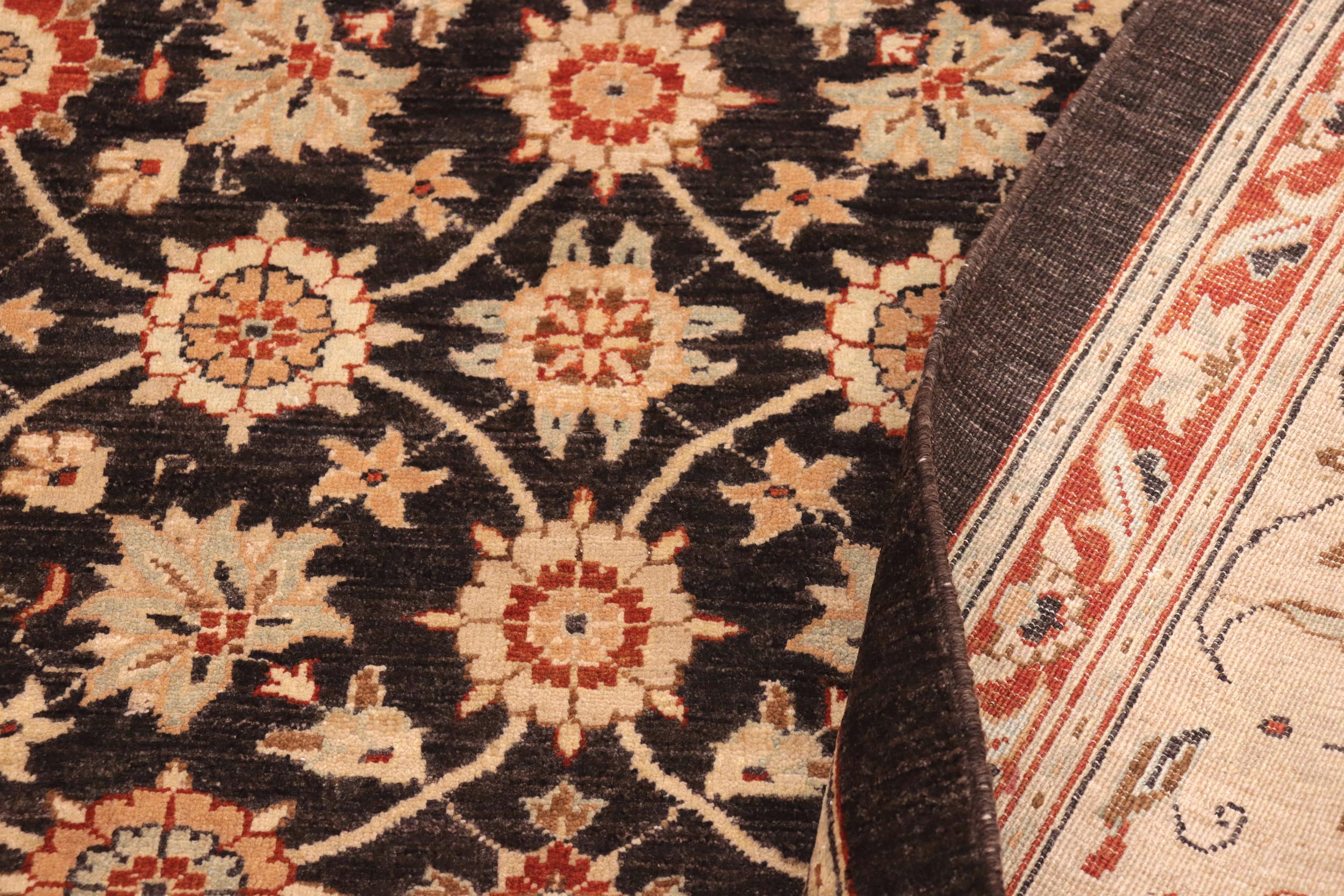 handmade Transitional Kafkaz Brown Beige Hand Knotted RECTANGLE 100% WOOL area rug 9' x 12'