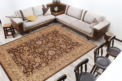 handmade Traditional Kafkaz Brown Tan Hand Knotted RECTANGLE 100% WOOL area rug 9x12