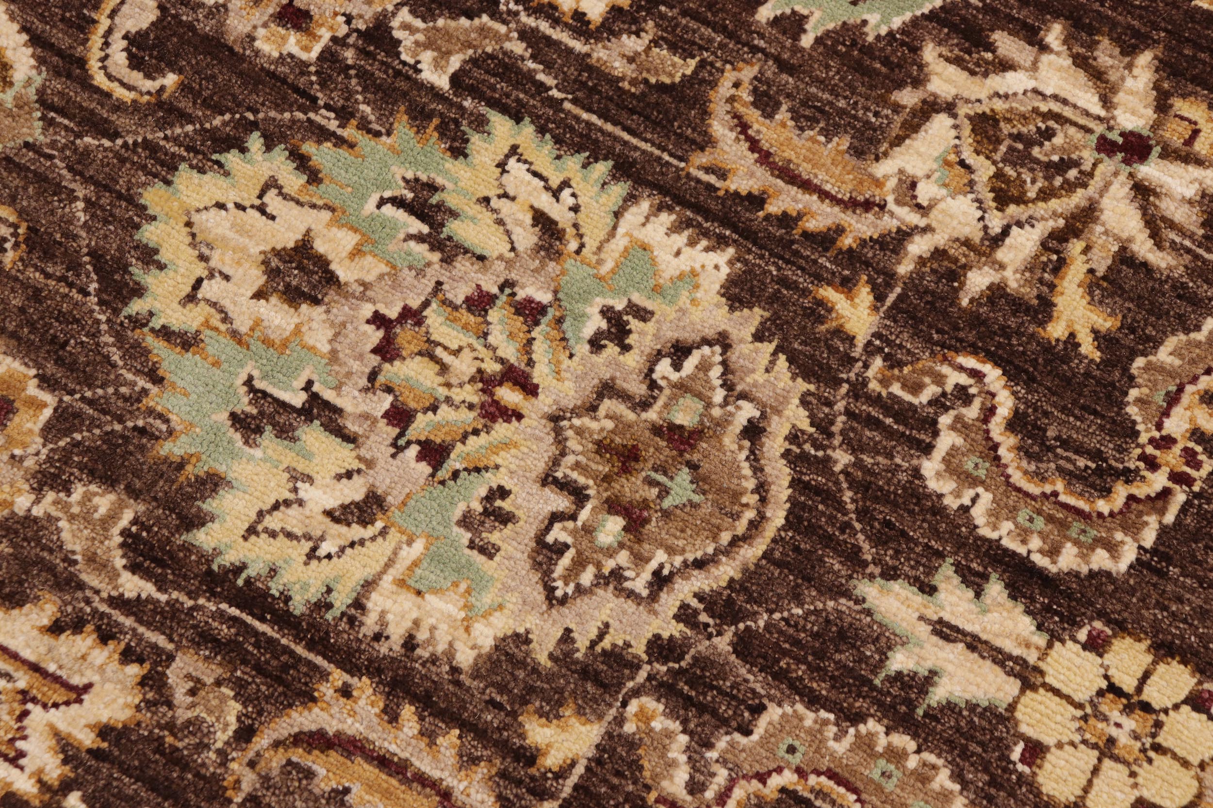 handmade Traditional Kafkaz Brown Tan Hand Knotted RECTANGLE 100% WOOL area rug 9x12
