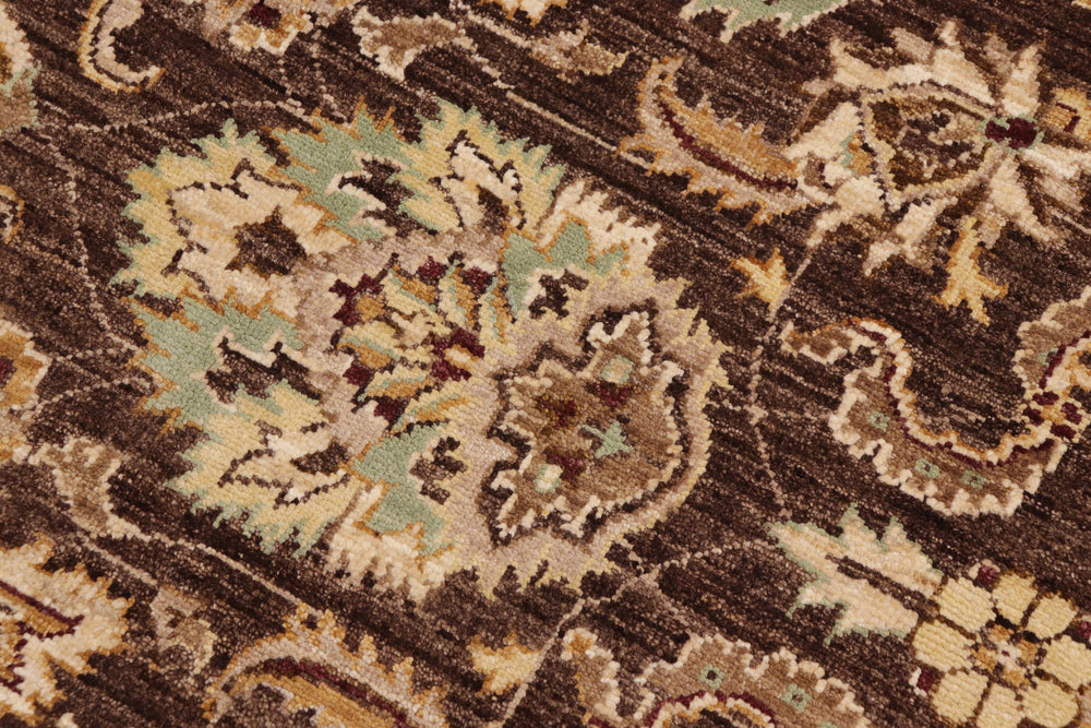 handmade Traditional Kafkaz Brown Tan Hand Knotted RECTANGLE 100% WOOL area rug 9x12