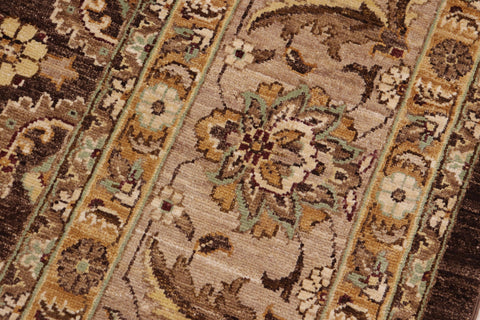 handmade Traditional Kafkaz Brown Tan Hand Knotted RECTANGLE 100% WOOL area rug 9x12