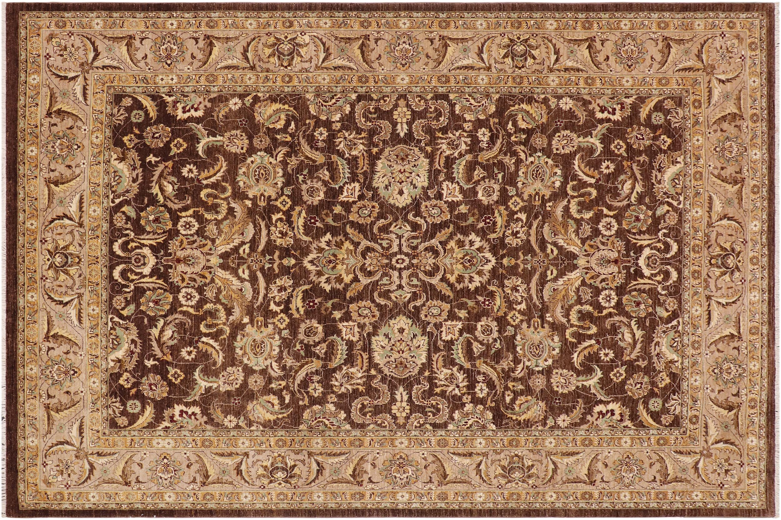 handmade Traditional Kafkaz Brown Tan Hand Knotted RECTANGLE 100% WOOL area rug 9x12
