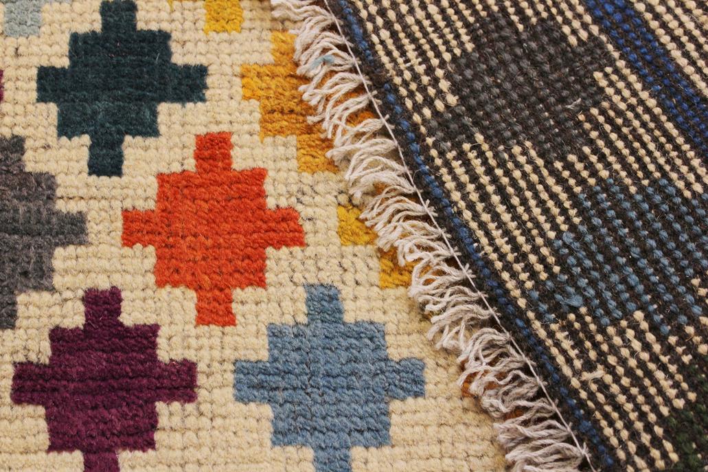 handmade Modern Balouchi Beige Blue Hand Knotted RECTANGLE 100% WOOL area rug 5x7