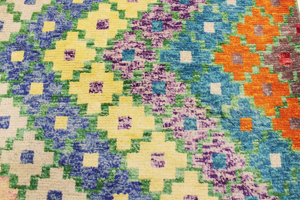 handmade Modern Balouchi Blue Orange Hand Knotted RECTANGLE 100% WOOL area rug 6x8