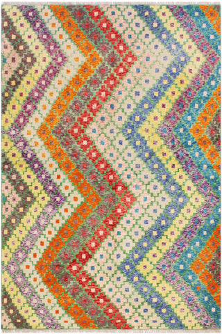 Boho Chic Balochi Andres Blue/Orange Wool Rug - 5'6''X7'9''