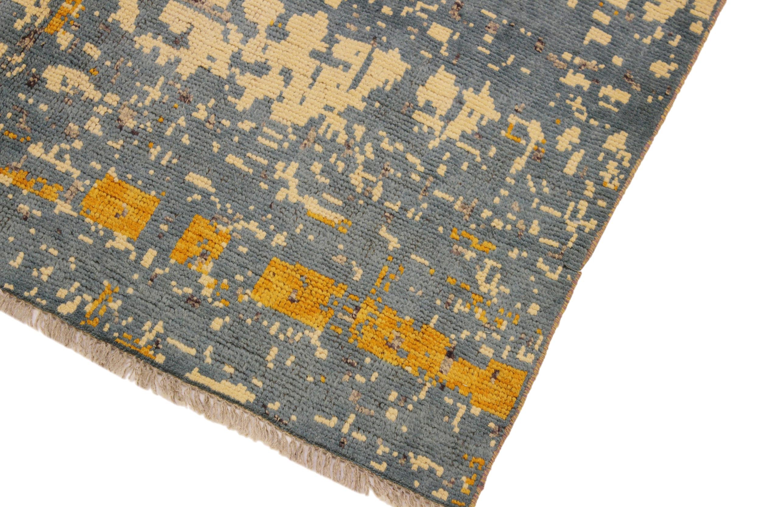 handmade Modern Balouchi Blue Beige Hand Knotted RECTANGLE 100% WOOL area rug 5x6
