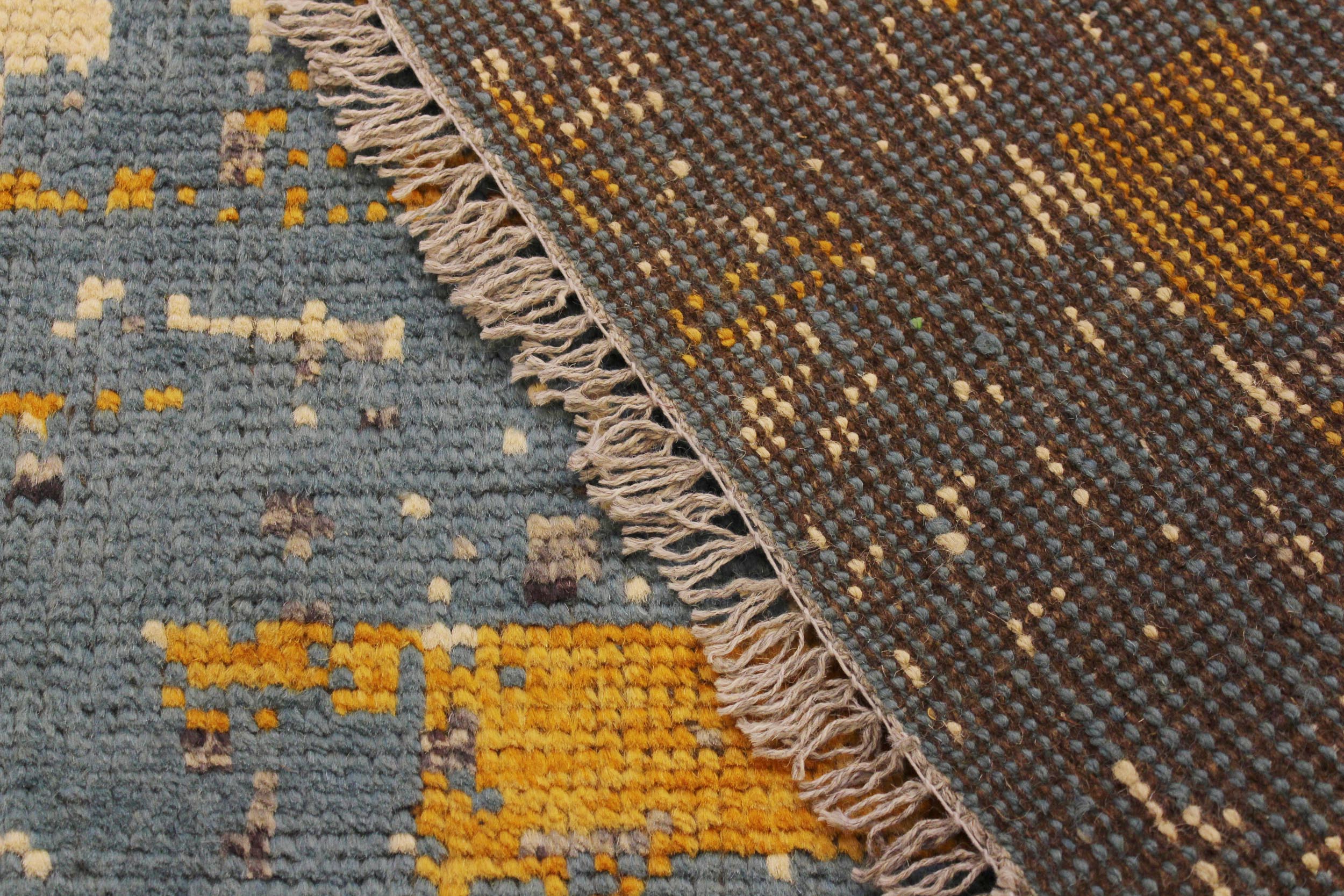 handmade Modern Balouchi Blue Beige Hand Knotted RECTANGLE 100% WOOL area rug 5x6