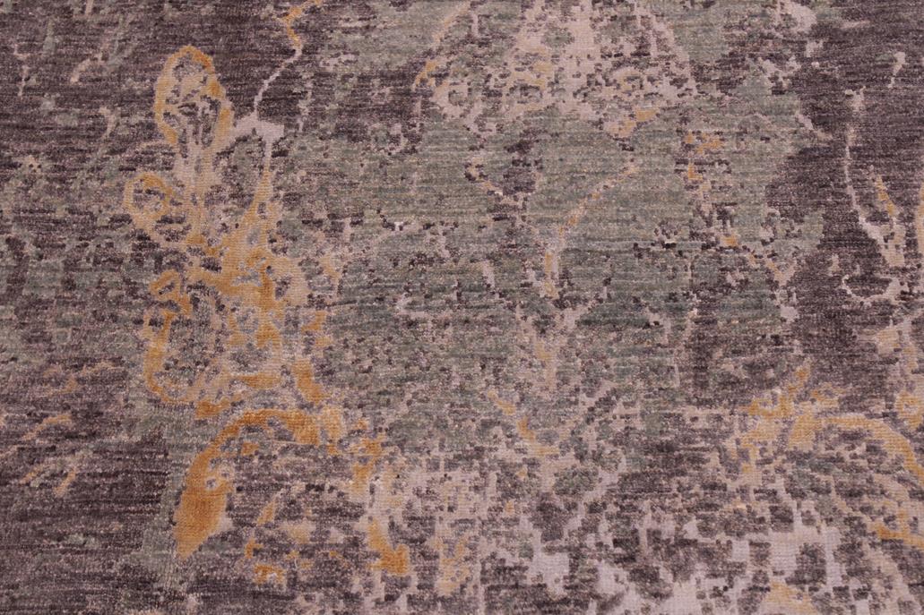 handmade Modern Kafkaz Brown Green Hand Knotted RECTANGLE WOOL&SILK area rug 6 x 9