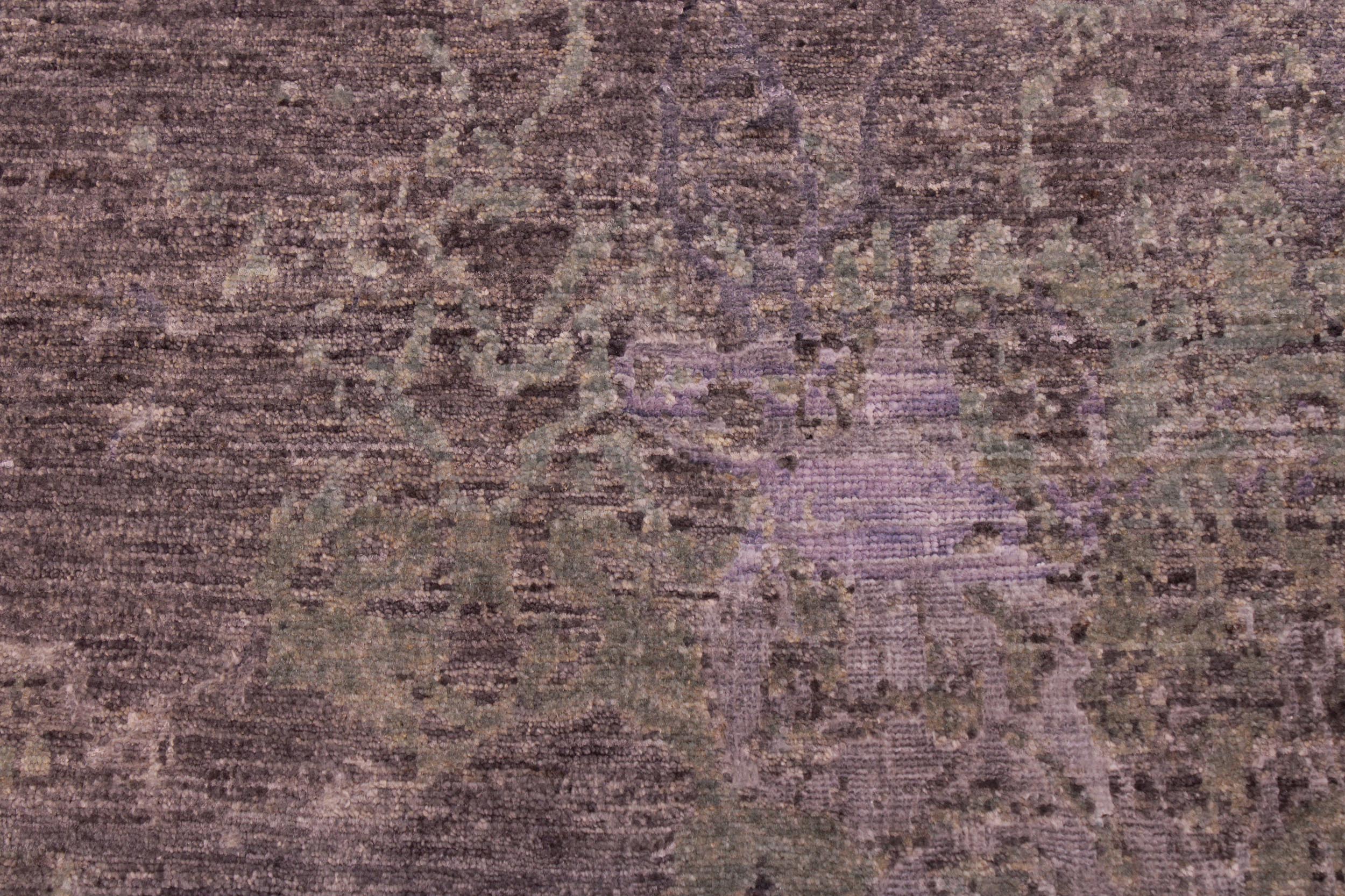 handmade Modern Kafkaz Brown Green Hand Knotted RECTANGLE WOOL&SILK area rug 6' x 9'