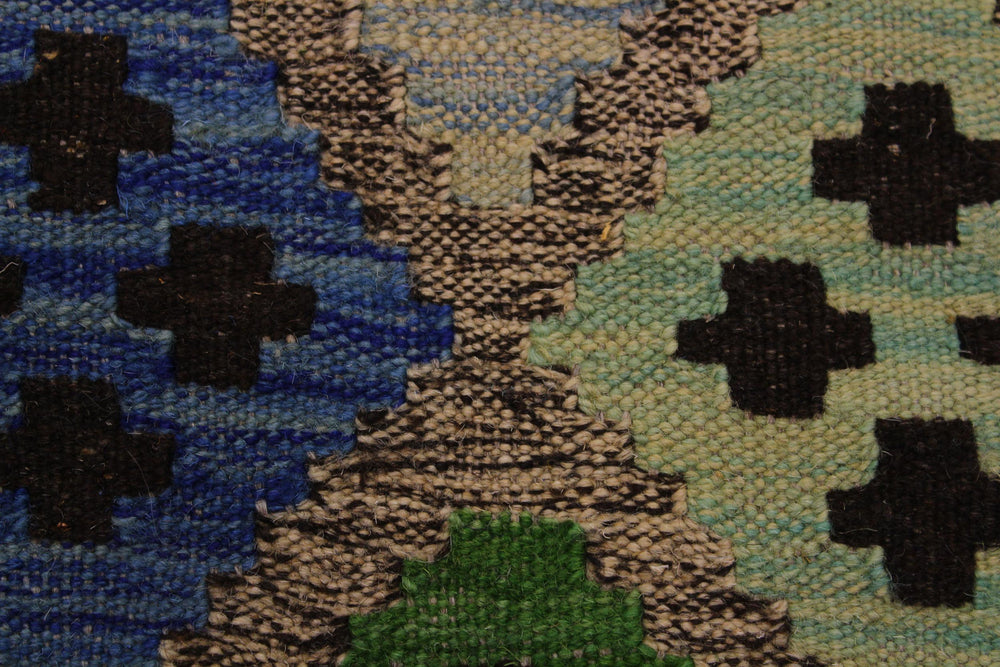 handmade Geometric Kilim Gray Blue Hand-Woven RECTANGLE 100% WOOL area rug 4 x 6