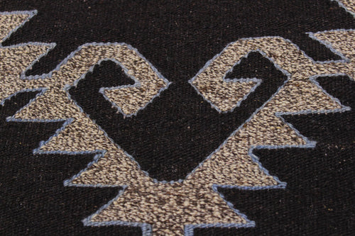 handmade Modern Kilim Brown Gray Hand-Woven RECTANGLE 100% WOOL area rug 5x6