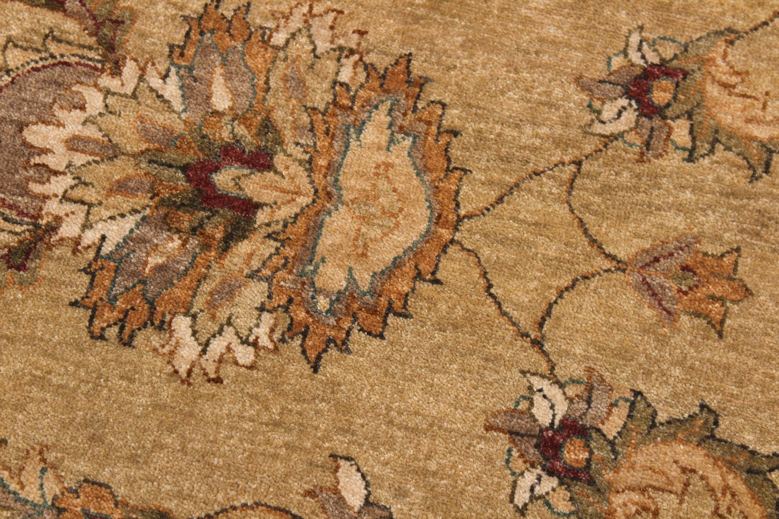 handmade Traditional Kafkaz Gold Beige Hand Knotted RECTANGLE 100% WOOL area rug 9x12
